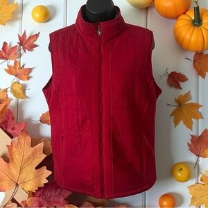 Columbia Red Quilted Sherpa Lined Vest Size Medium